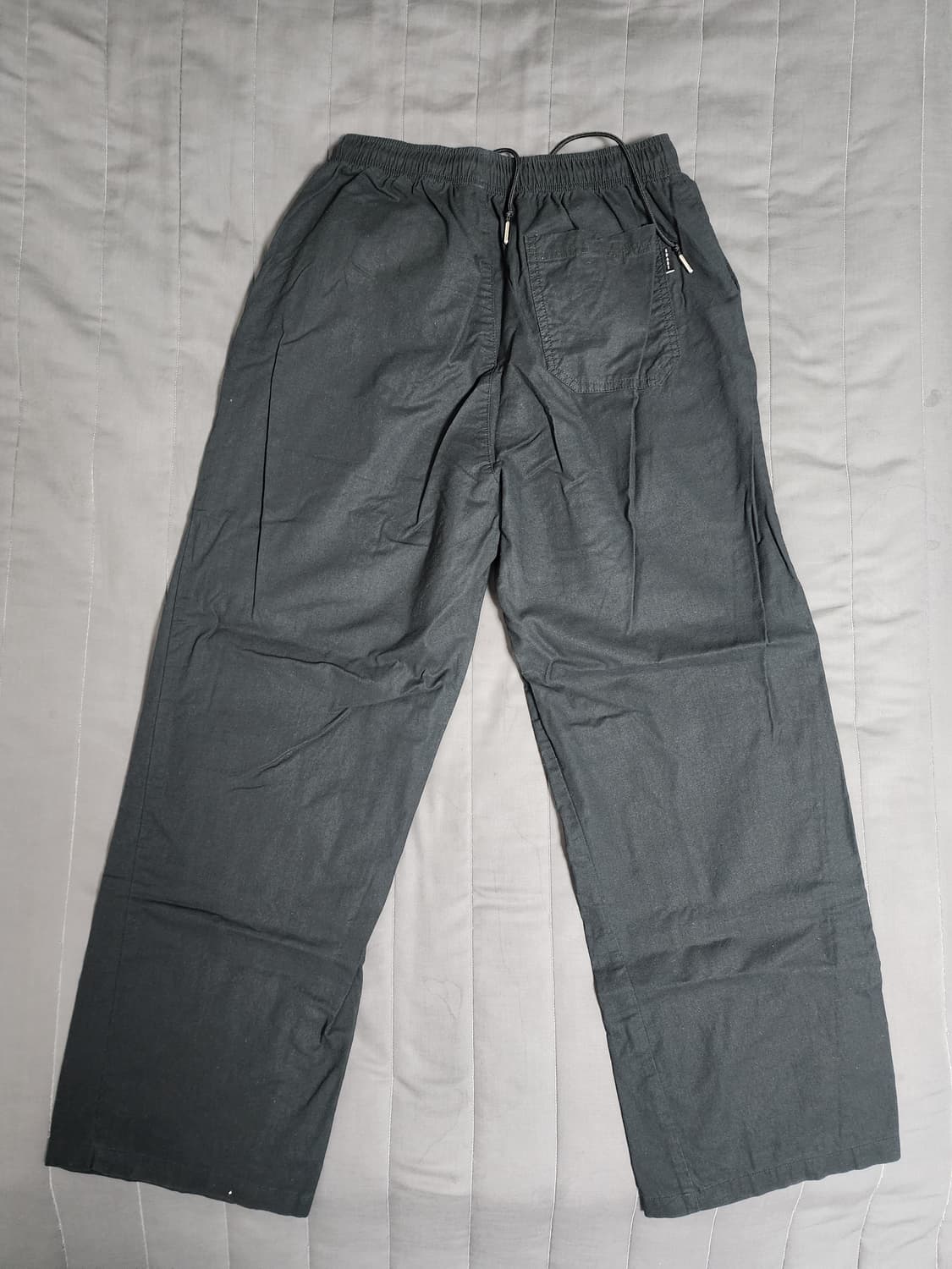 블랙 L) 수아레 린넨 라이크 세미 와이드 밴딩 팬츠 상품이미지5