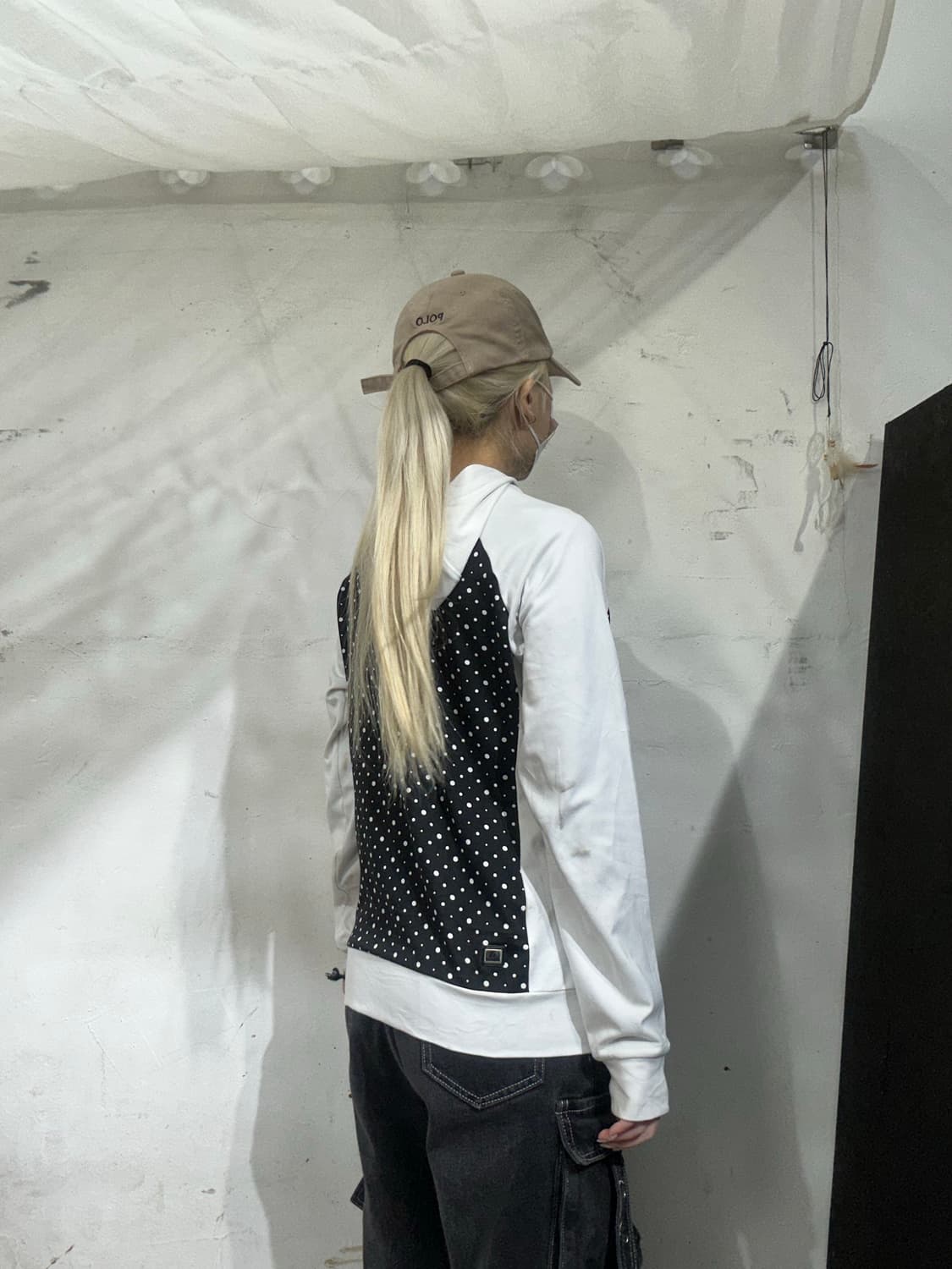 아디다스 화이트 블랙 도트 후드집업 땡땡이 트랙탑 져지 L 상품이미지3