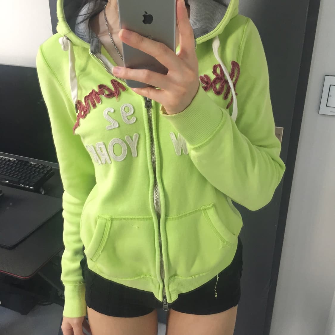 Abercrombie 레어템 y2k 형광그린 슬림핏 아베크롬바 후드집업 상품이미지1