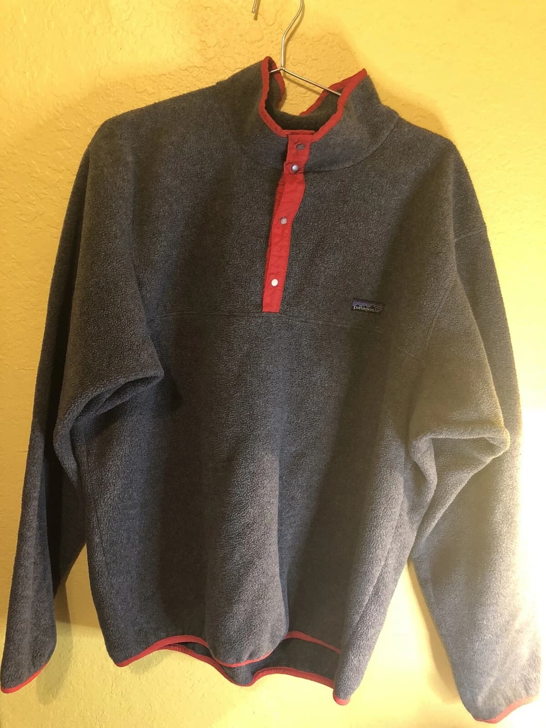 80s 파타고니아 신칠라 스냅-T 차콜/레드 USA 상품이미지1