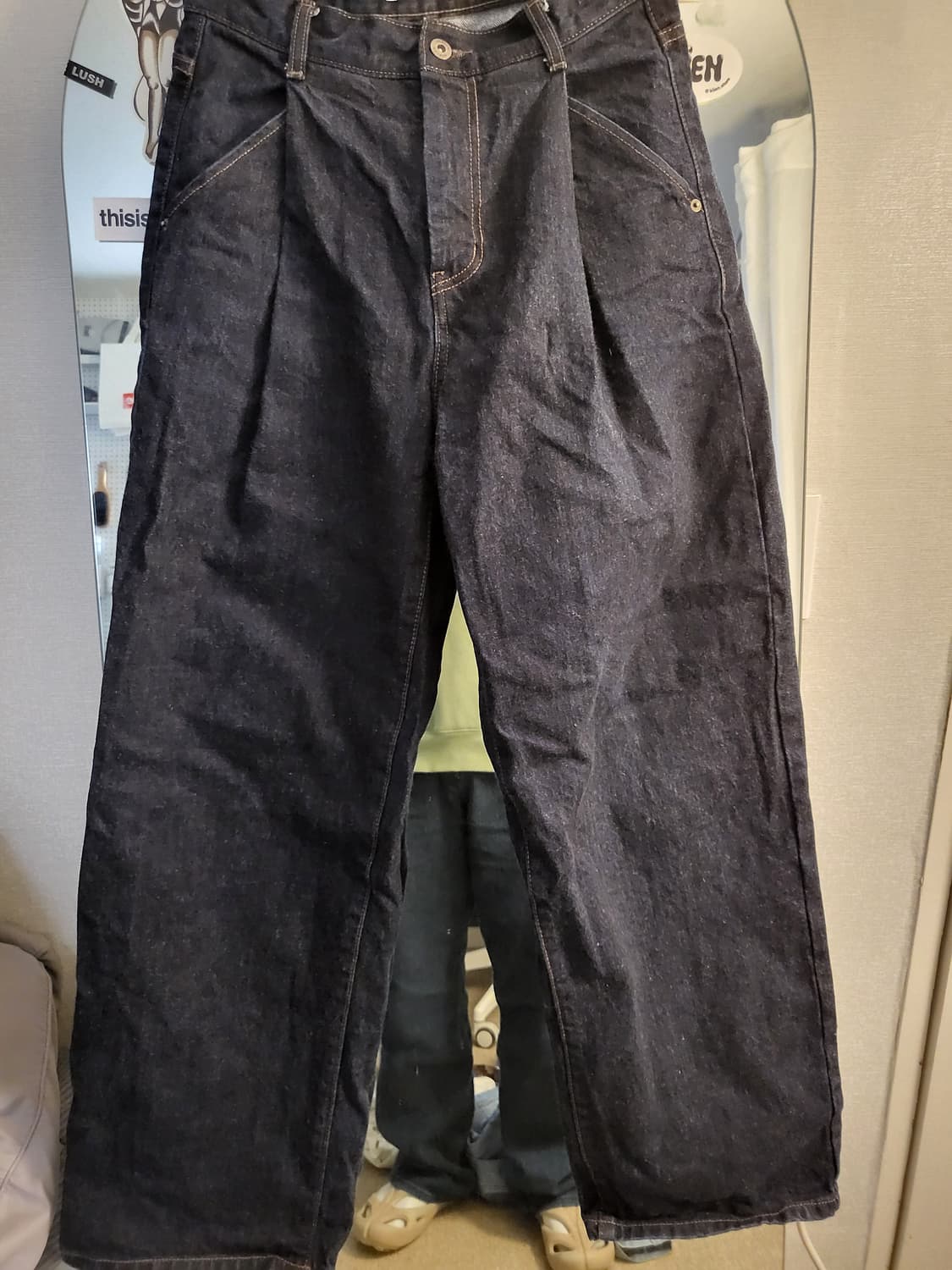 비슬로우 원턱 콘밀 데님 딥인디고 상품이미지1