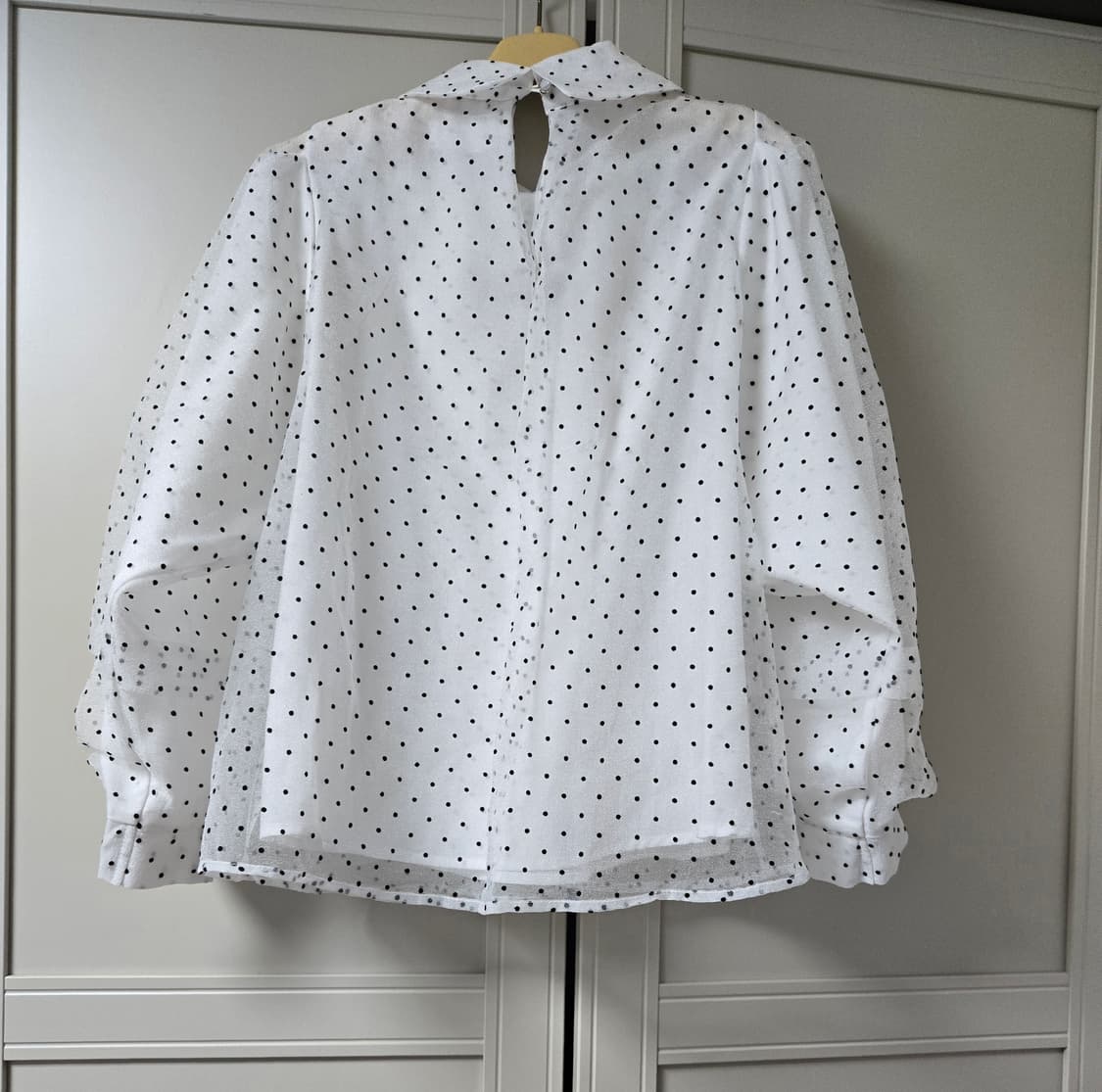화이트 도트 셔츠 땡땡이 블라우스  상품이미지2