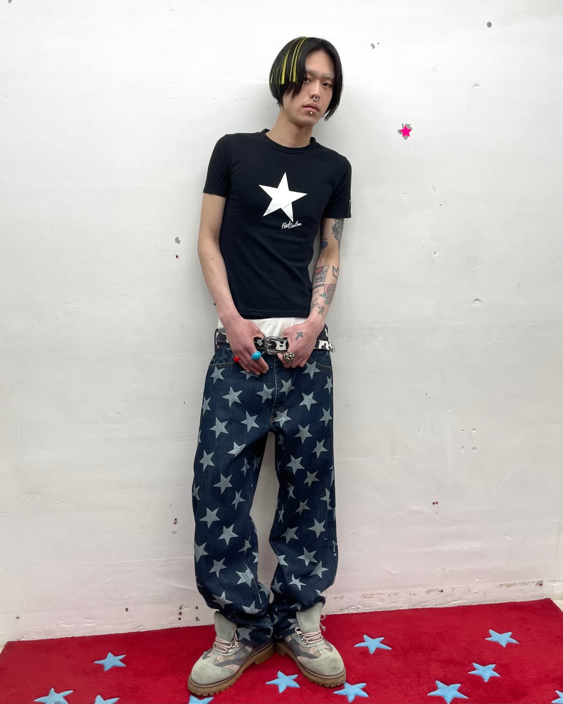 White Big Star Printed T-Shirt 상품이미지5
