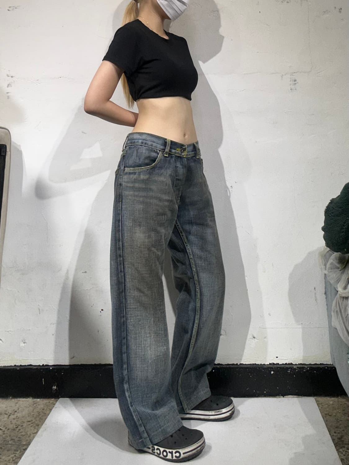 디젤 중청 와이드 데님 팬츠  상품이미지1