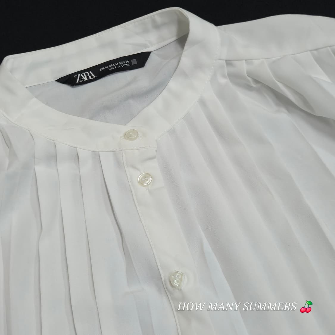 ​ZARA 자라 주름 셔츠 밴드넥 케이프 소매 블라우스 화이트 M 상품이미지7