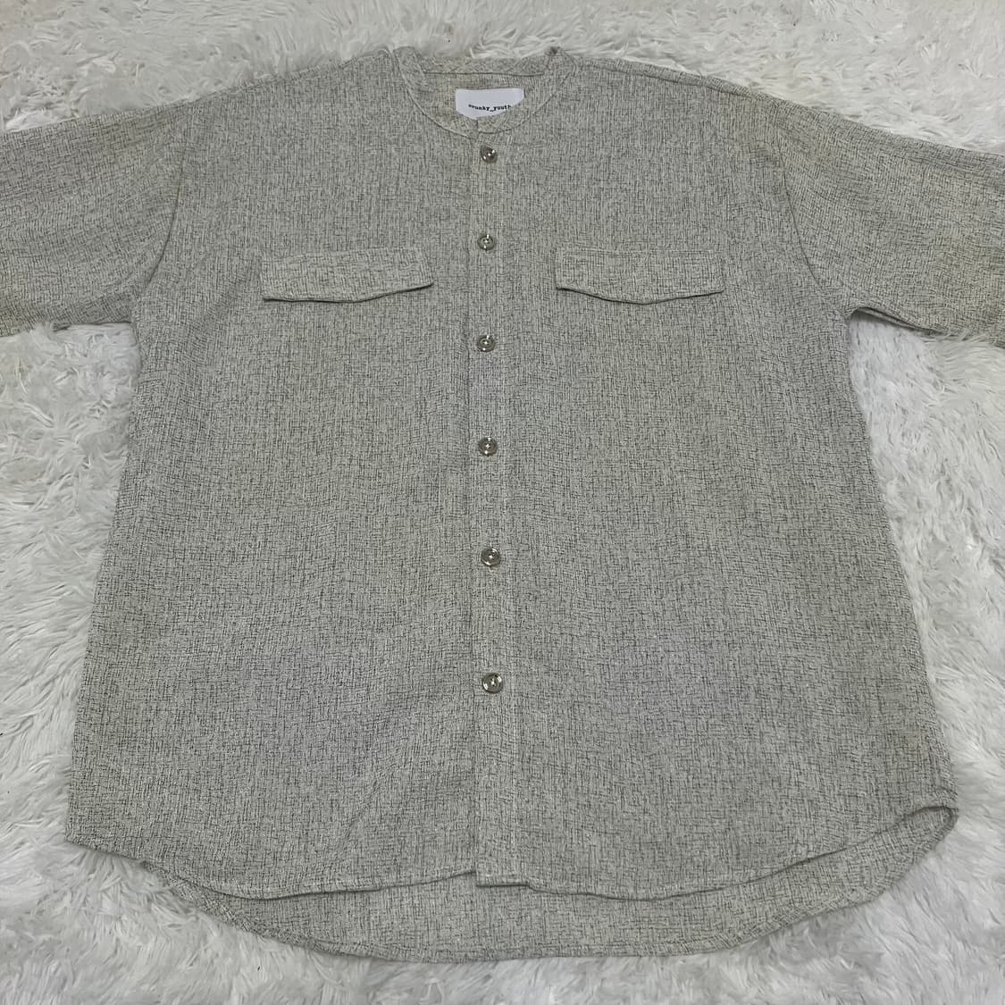 빈티지 화이트 실버 린넨 셔츠 990 y2k 스트릿 갸루 펑키 일본빈티지 상품이미지1