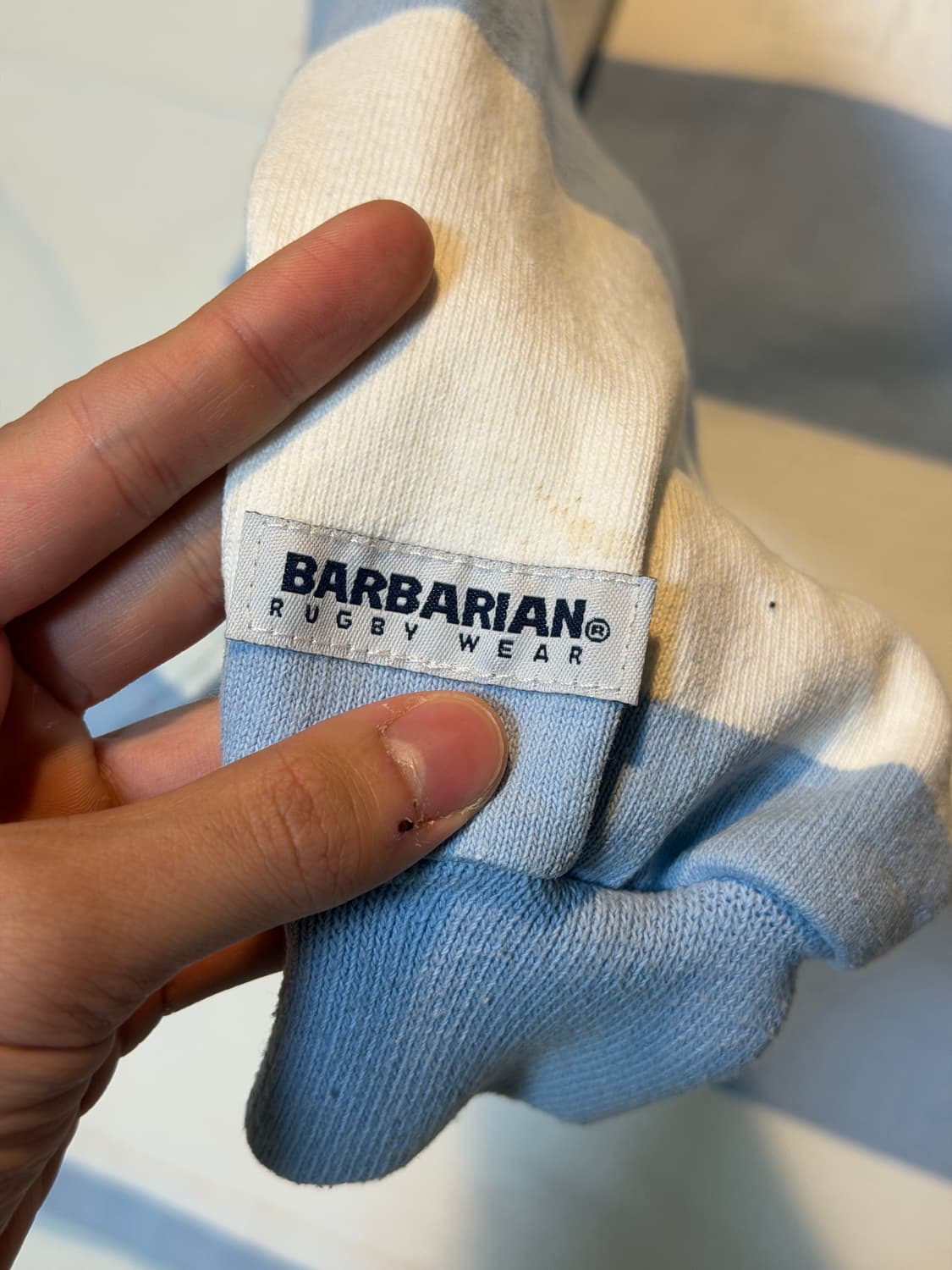 바바리안 롱슬리브 럭비티 스카이블루 화이트 상품이미지3