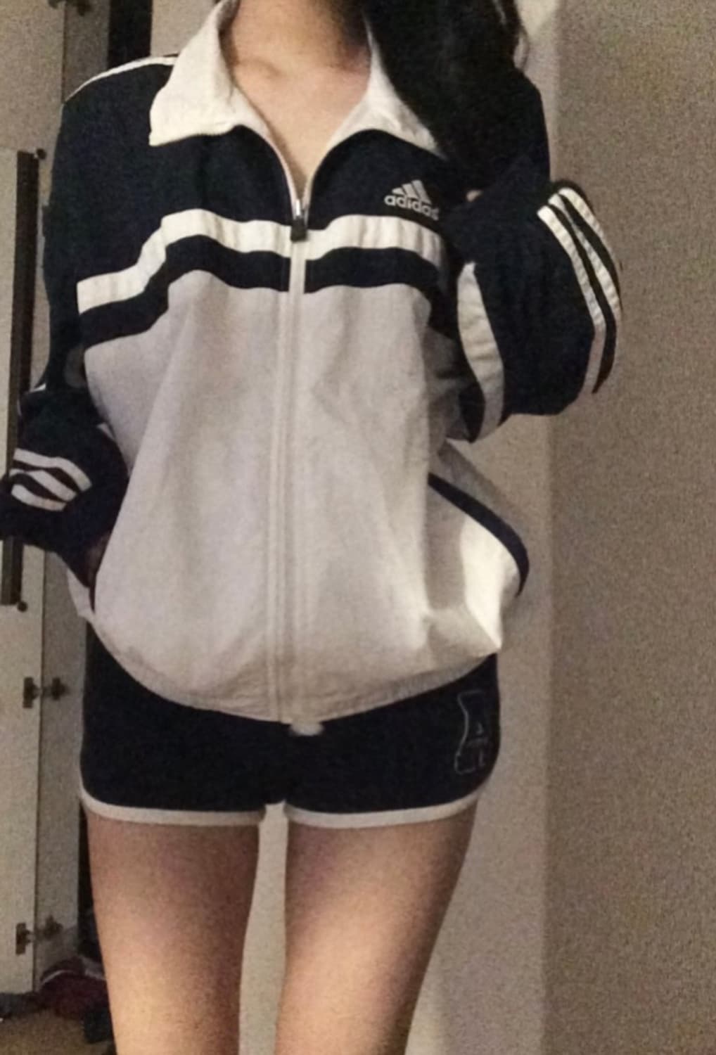 아디다스 올드스쿨 바람막이 삼선 배색 네이비 화이트  상품이미지2