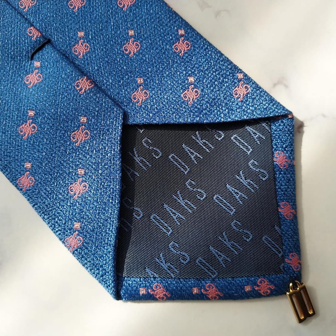 닥스 실크 블루 로고 자수 패턴 넥타이 8.3cm A+등급 K2061 상품이미지7