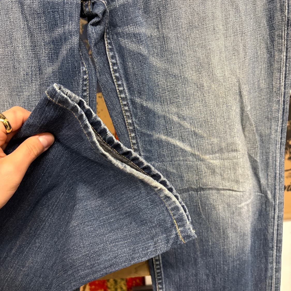 00s 리바이스502 빈티지워싱 캣브러쉬 가죽탭 스트레이트 데님팬츠N81 상품이미지5