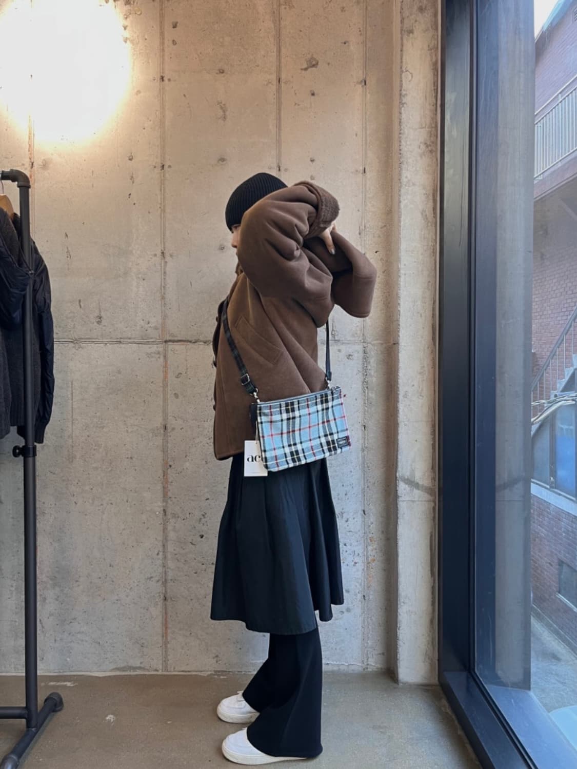 9way 포터 울 체크 패턴 백 상품이미지3