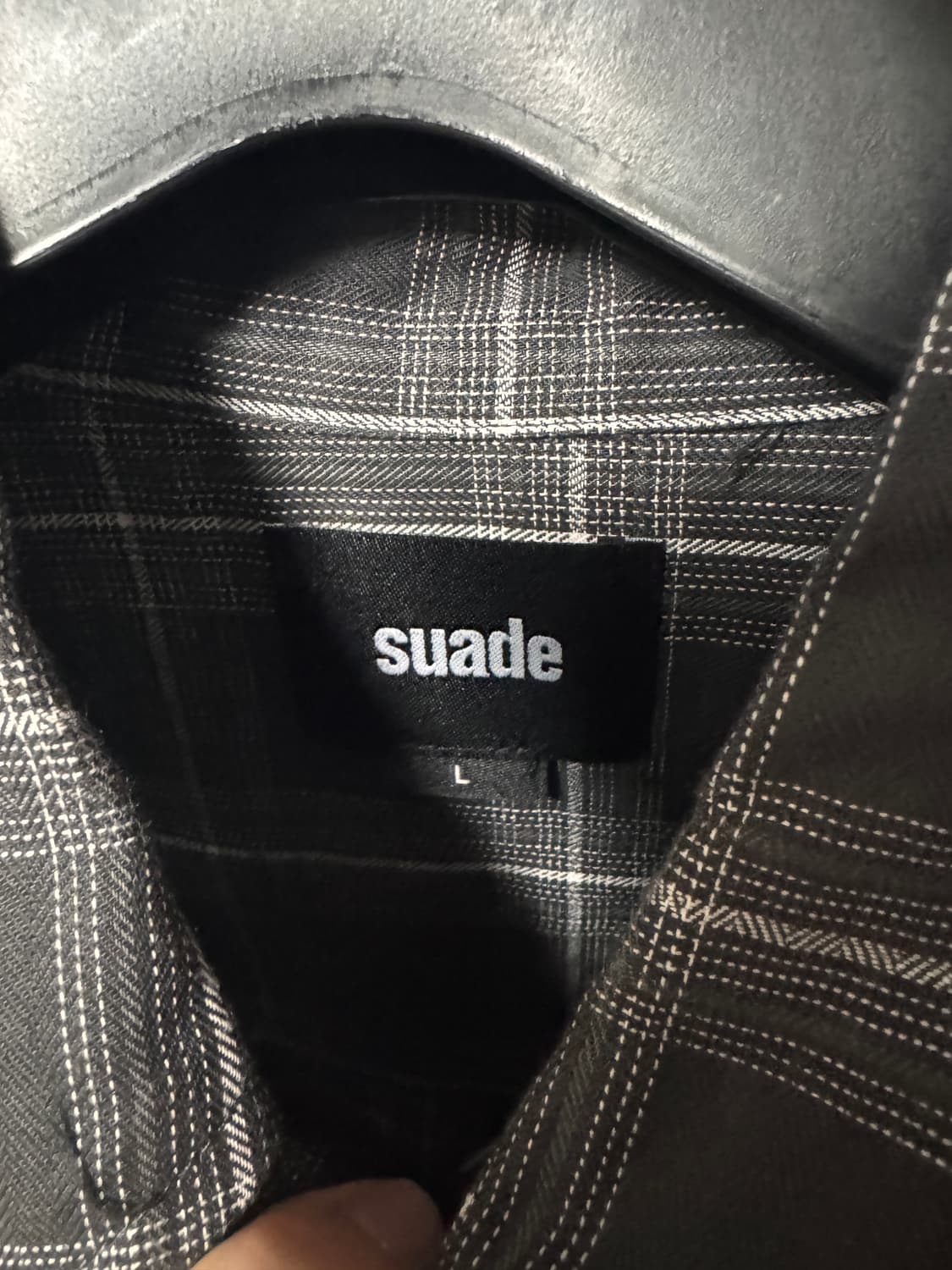 스웨이드 크롭 체크 셔츠 (gray) 상품이미지3