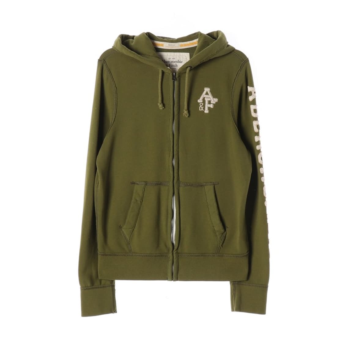 아베크롬비 앤 피치 올리브 슬리브 레터링 후드집업 L 상품이미지1