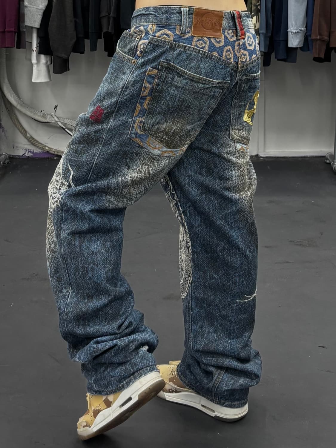 카라쿠리 타마시 뱀피 드래곤 데님팬츠 상품이미지4