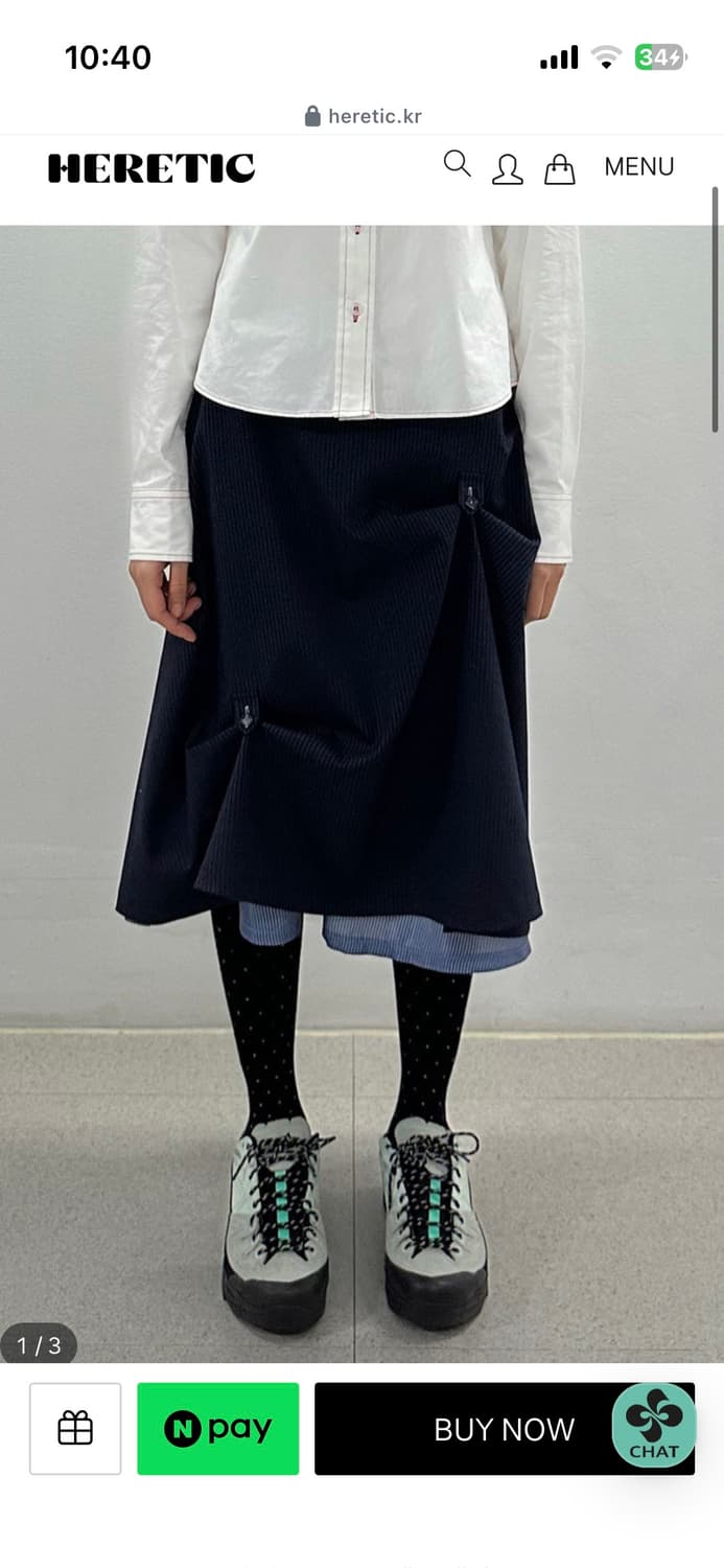 헤레틱 BUTTON FLARED SKIRT / navy  상품이미지3