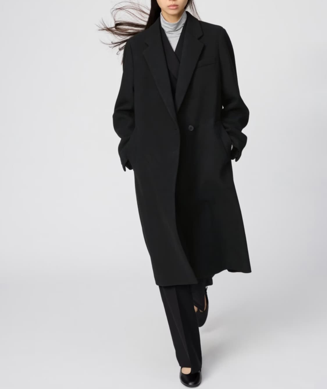 유니클로c 롱코트 블랙 상품이미지1