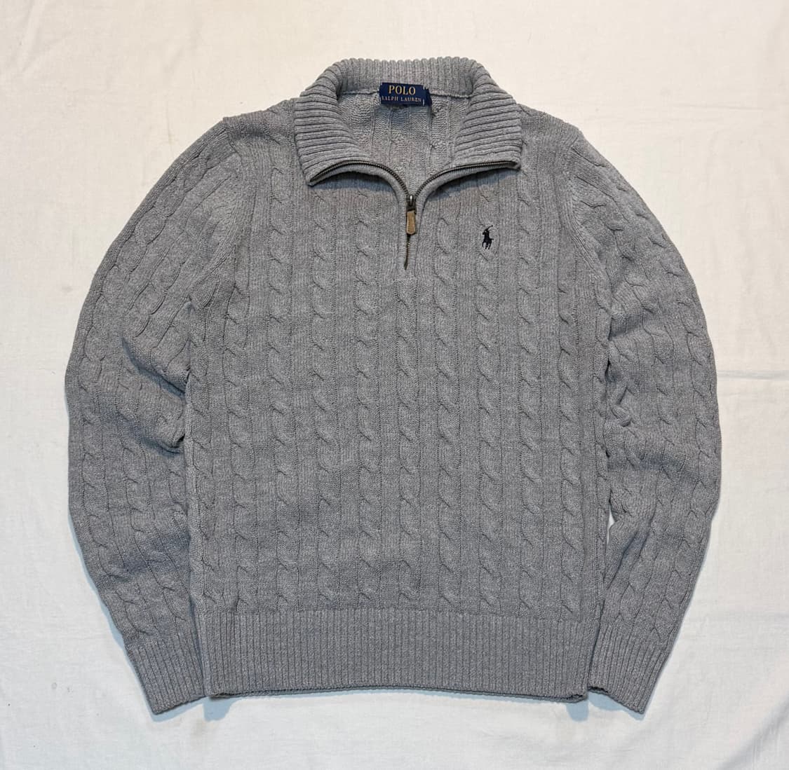 폴로 랄프로렌 반집업 꽈배기 케이블 니트 그레이 상품이미지1