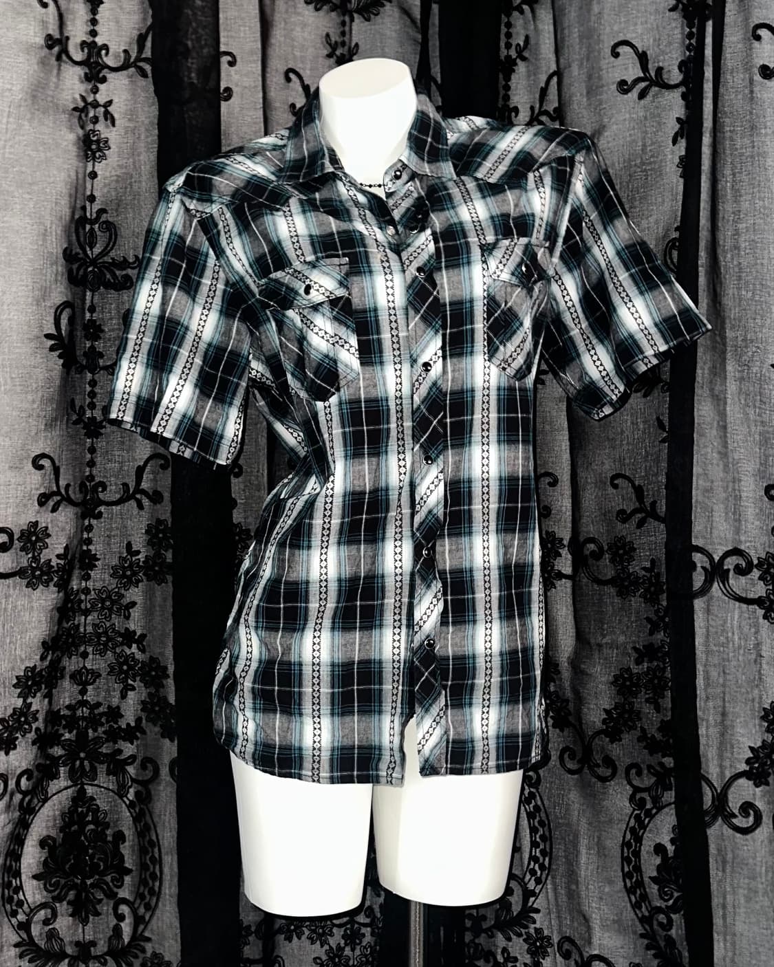 blue checkered shirt 상품이미지1