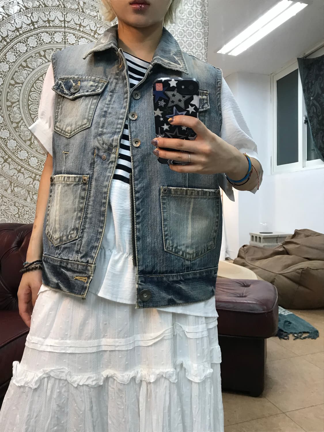 Nix 빈티지 데님 베스트 자켓 상품이미지1