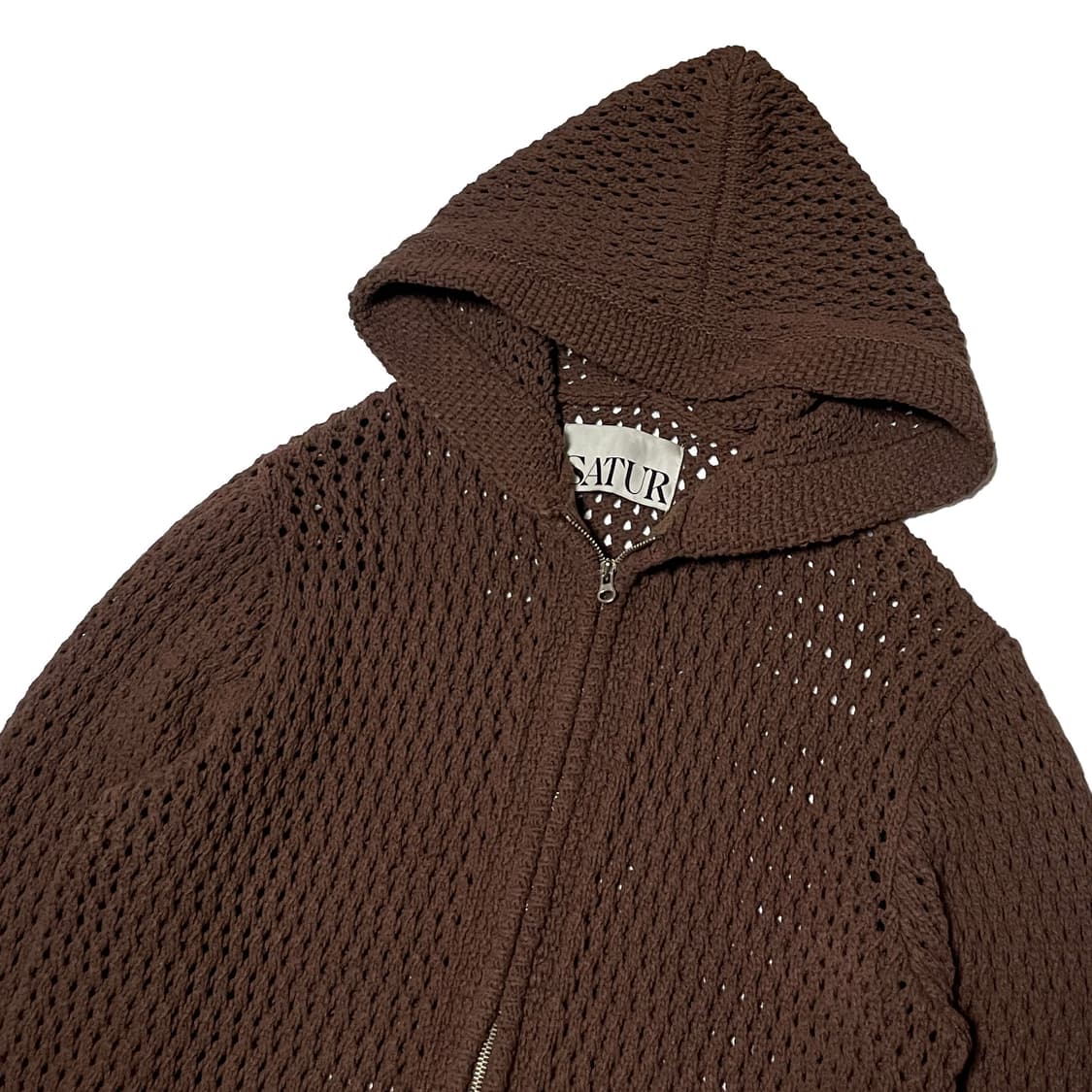 SATUR 세터 브라운 니트 후드집업 상품이미지2