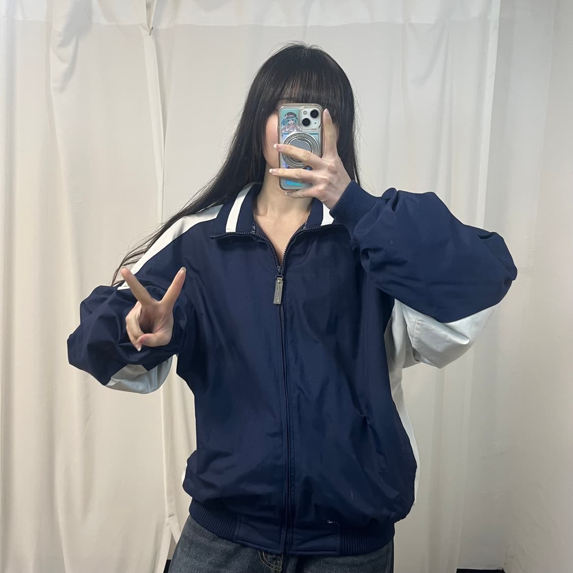 Majestic navy nylon blouson 상품이미지2