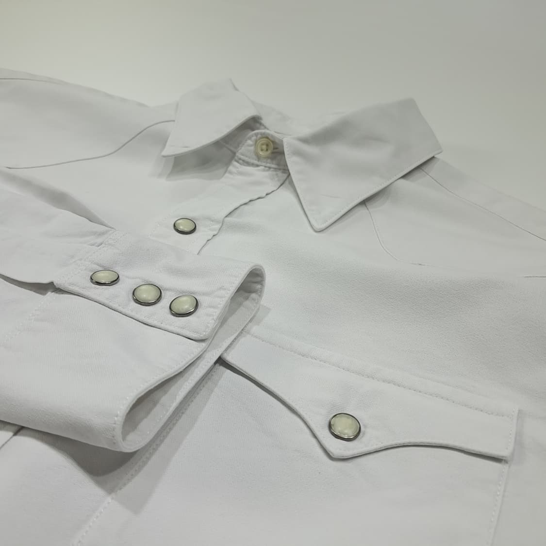 CL462 L 폴로 90s 코튼 펄스냅 화이트 웨스턴 셔츠 남방 상품이미지4