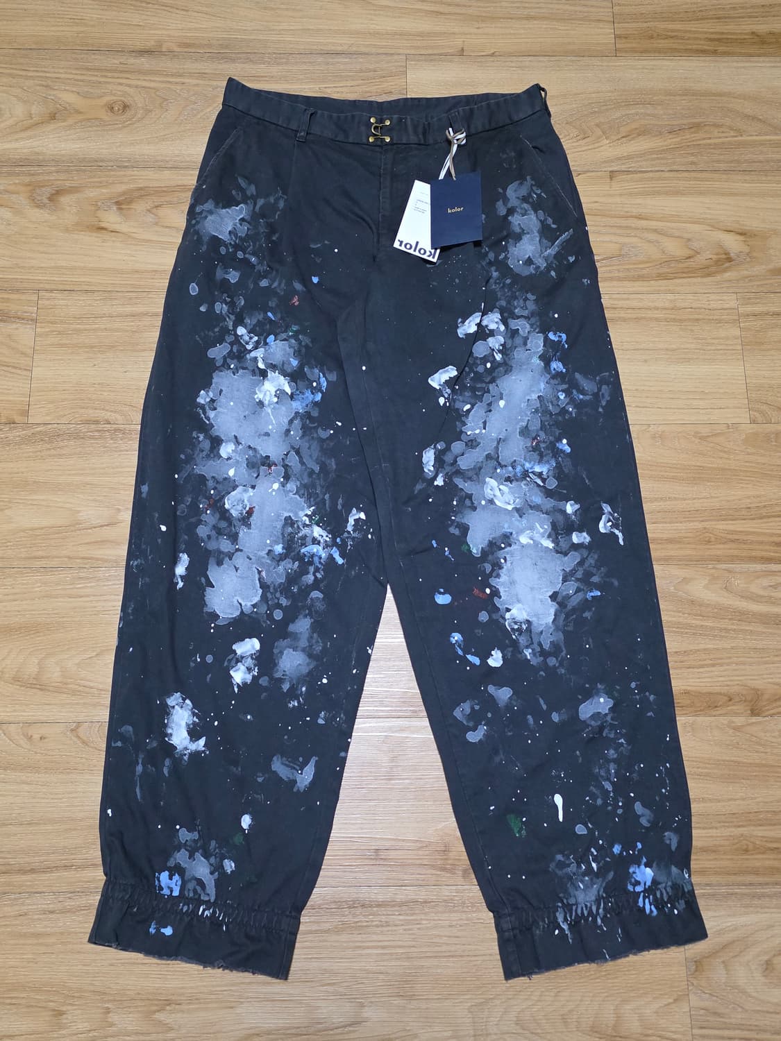 4size택포35만)24fw컬러 kolor 페인팅 와이드 팬츠 네이비 상품이미지1