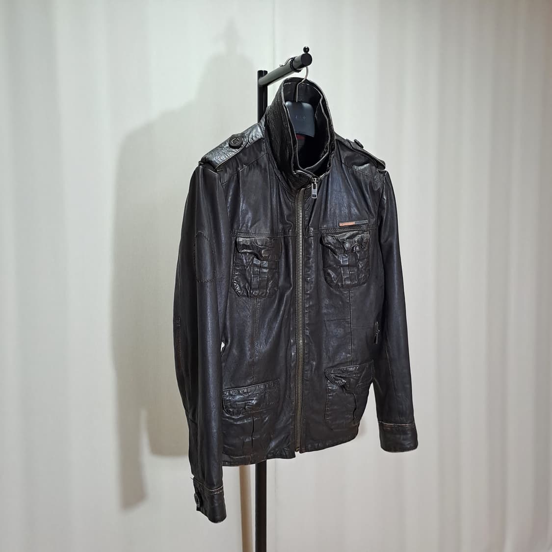 (택포) 슈퍼드라이 하이넥 가죽자켓 105 B416 상품이미지3