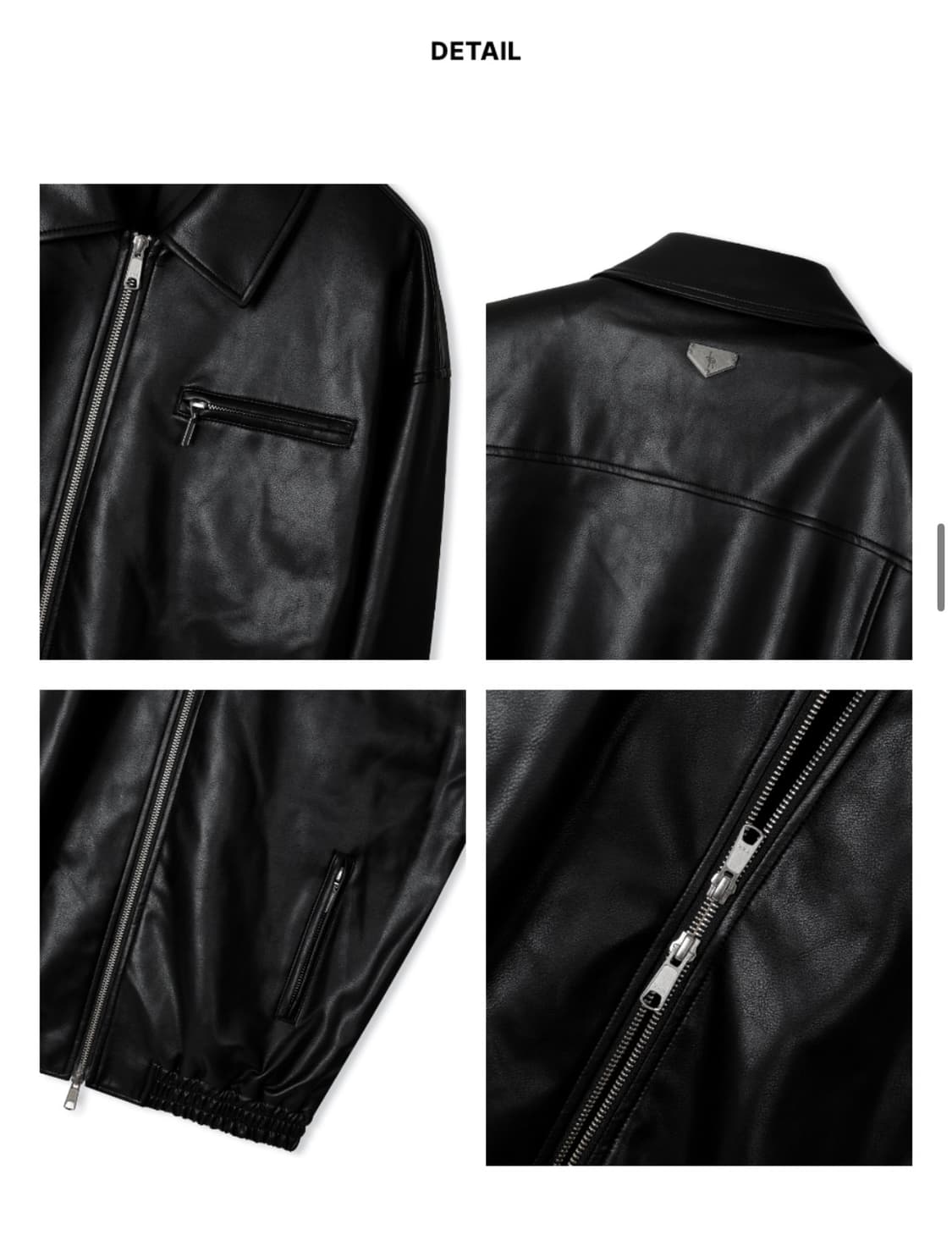 (새상품)(L) 레더리 레더 오버핏 블루종 자켓 [BLACK] 판매 상품이미지8