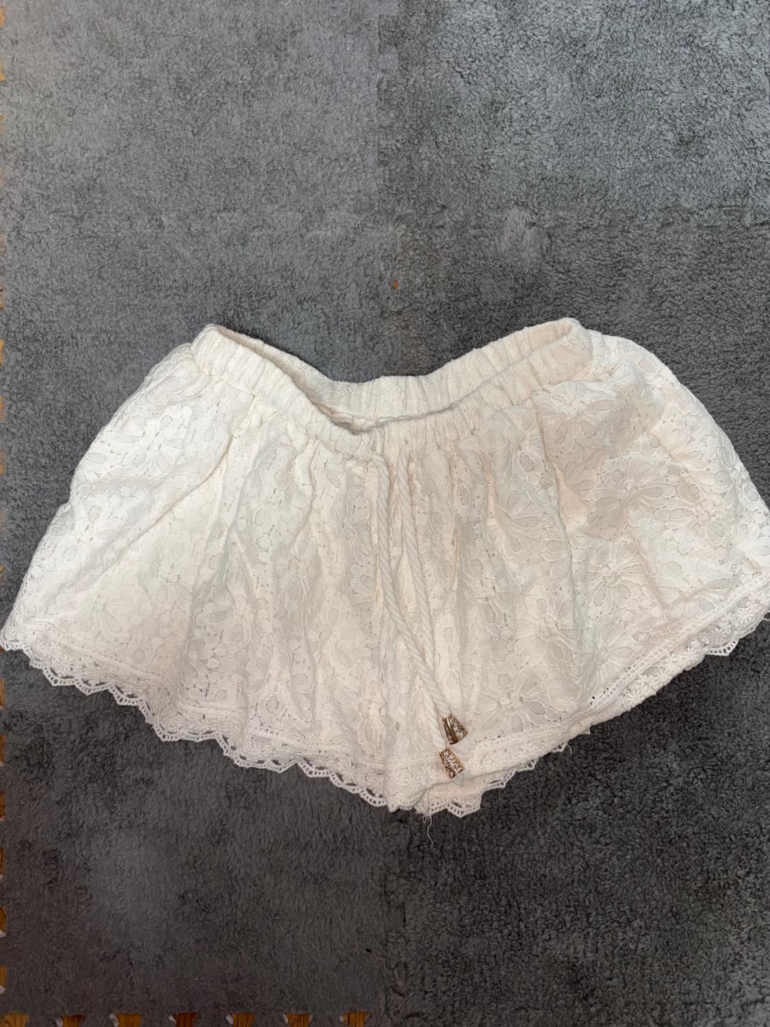화이트 레이스 우드 풀밴딩 모리걸 숏팬츠 반바지 상품이미지1