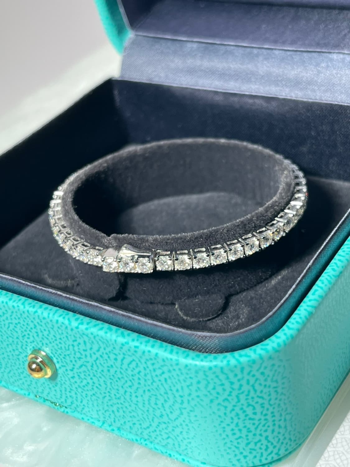 *새상품* 모이사나이트 4프롱 18k 화이트골드 원터치 테니스 은팔찌 상품이미지2