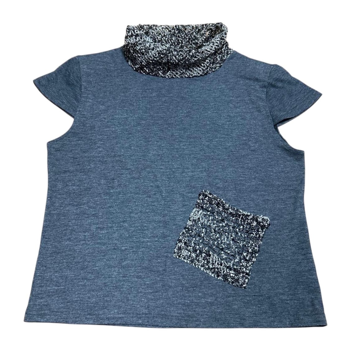 빈티지 스팽글 터틀넥 패치워크 포켓 니트 상품이미지1