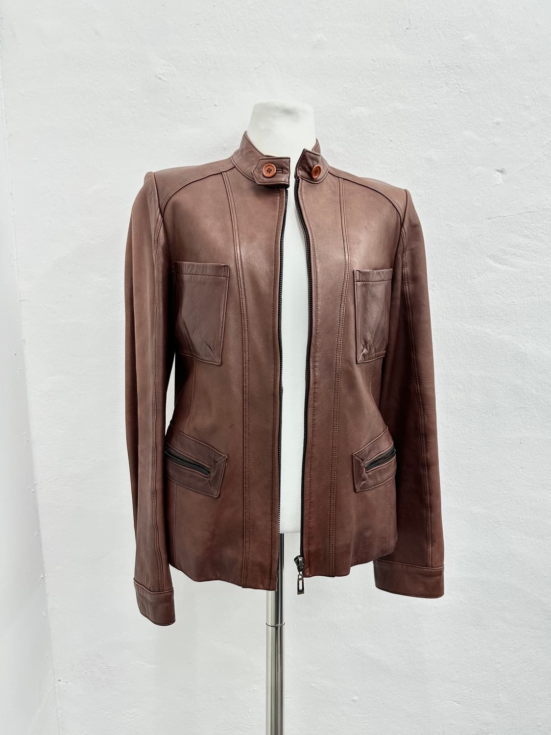 Red brown pocket lambskin jacket 상품이미지1