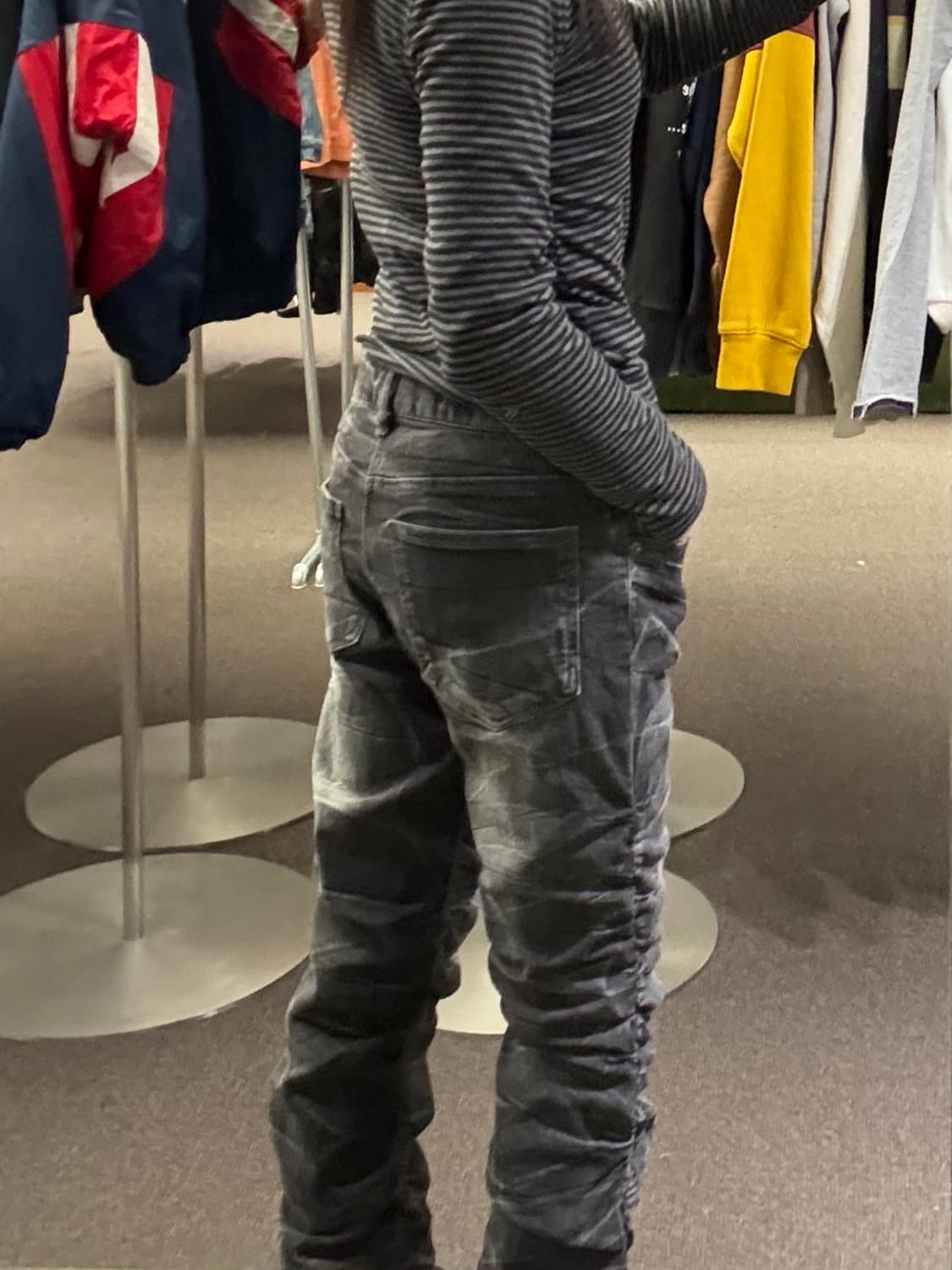 OS)재패니즈 빈티지 워시드 흑청 셔링 데님팬츠 상품이미지4