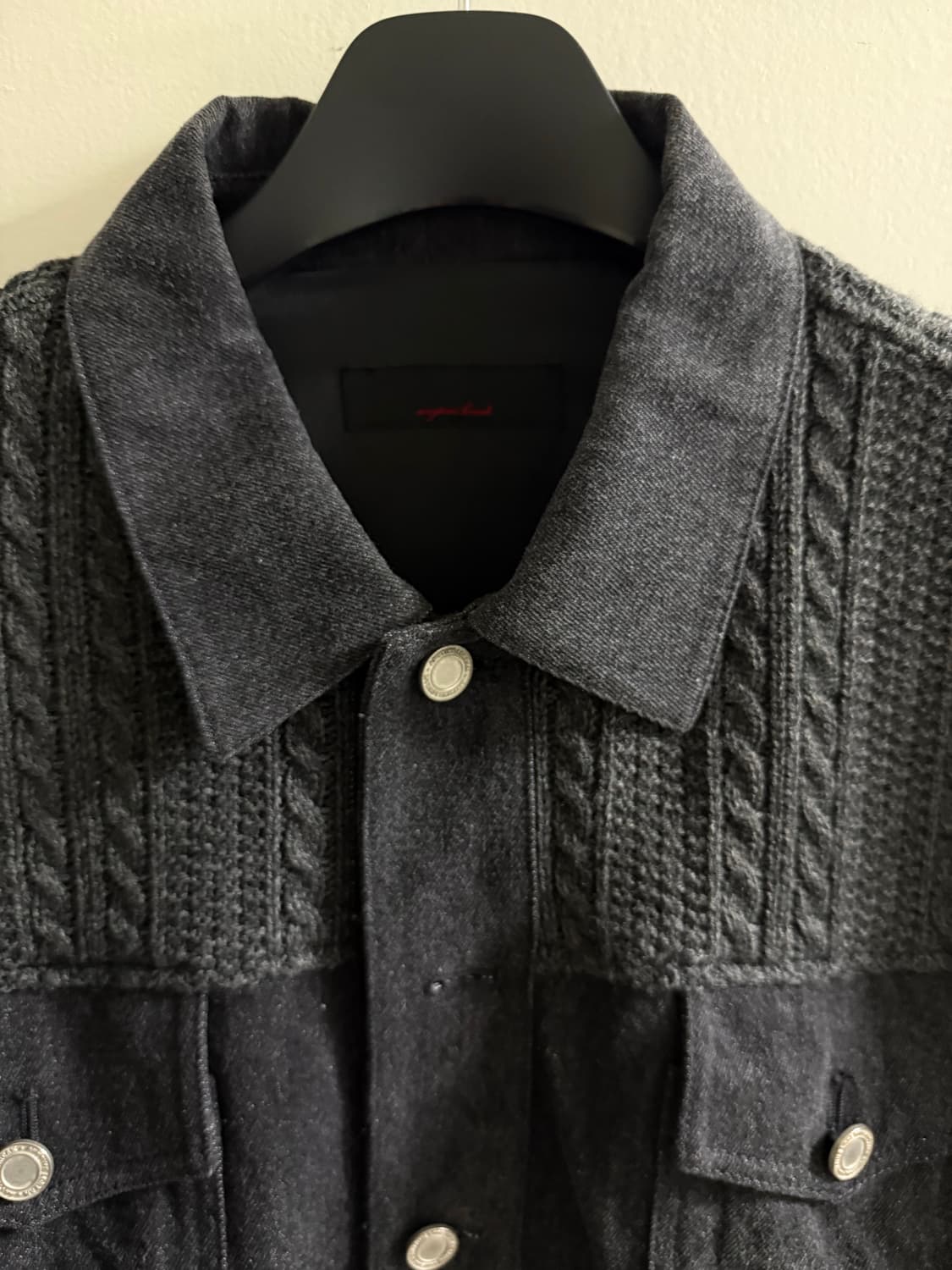 애니타임로릭 니트 믹스자켓 차콜 L 상품이미지5