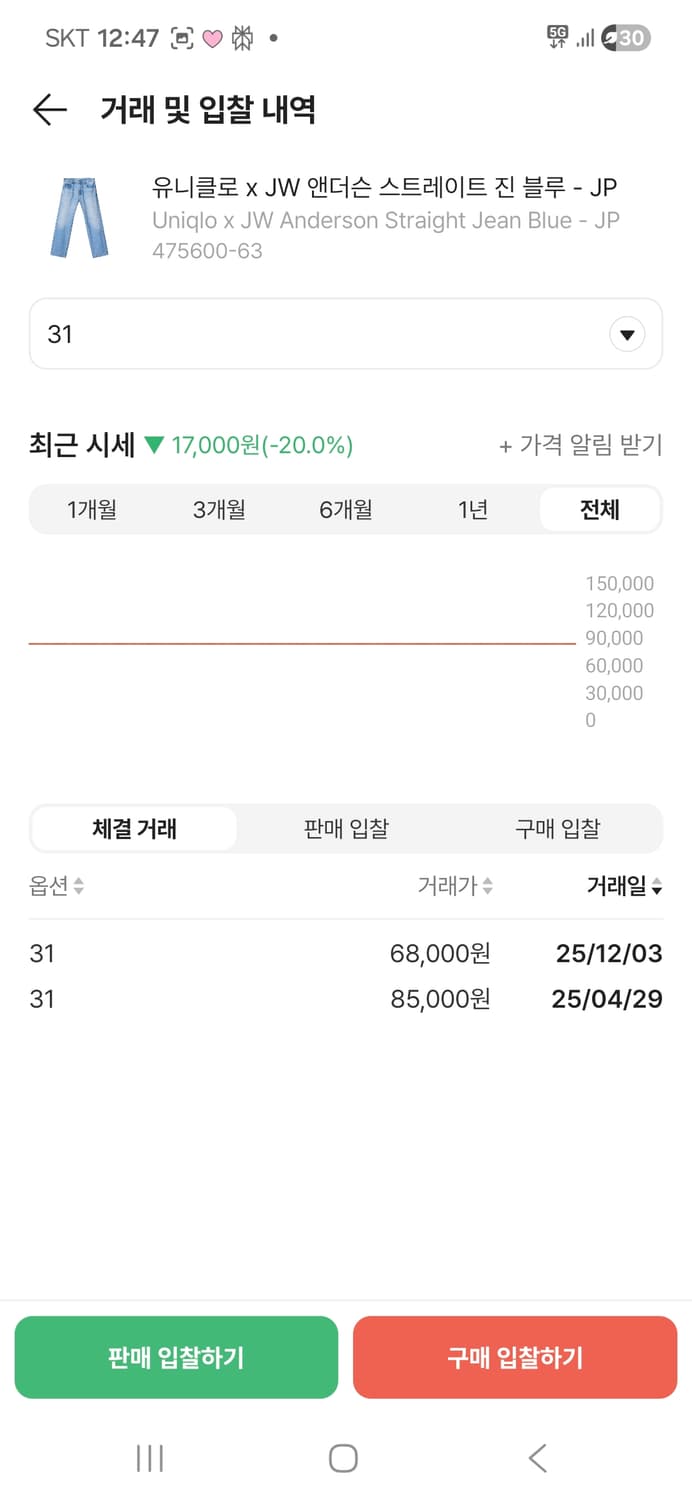 31) 유니클로_JWA 스트레이트진_일본판_63블루 (475600) 상품이미지6