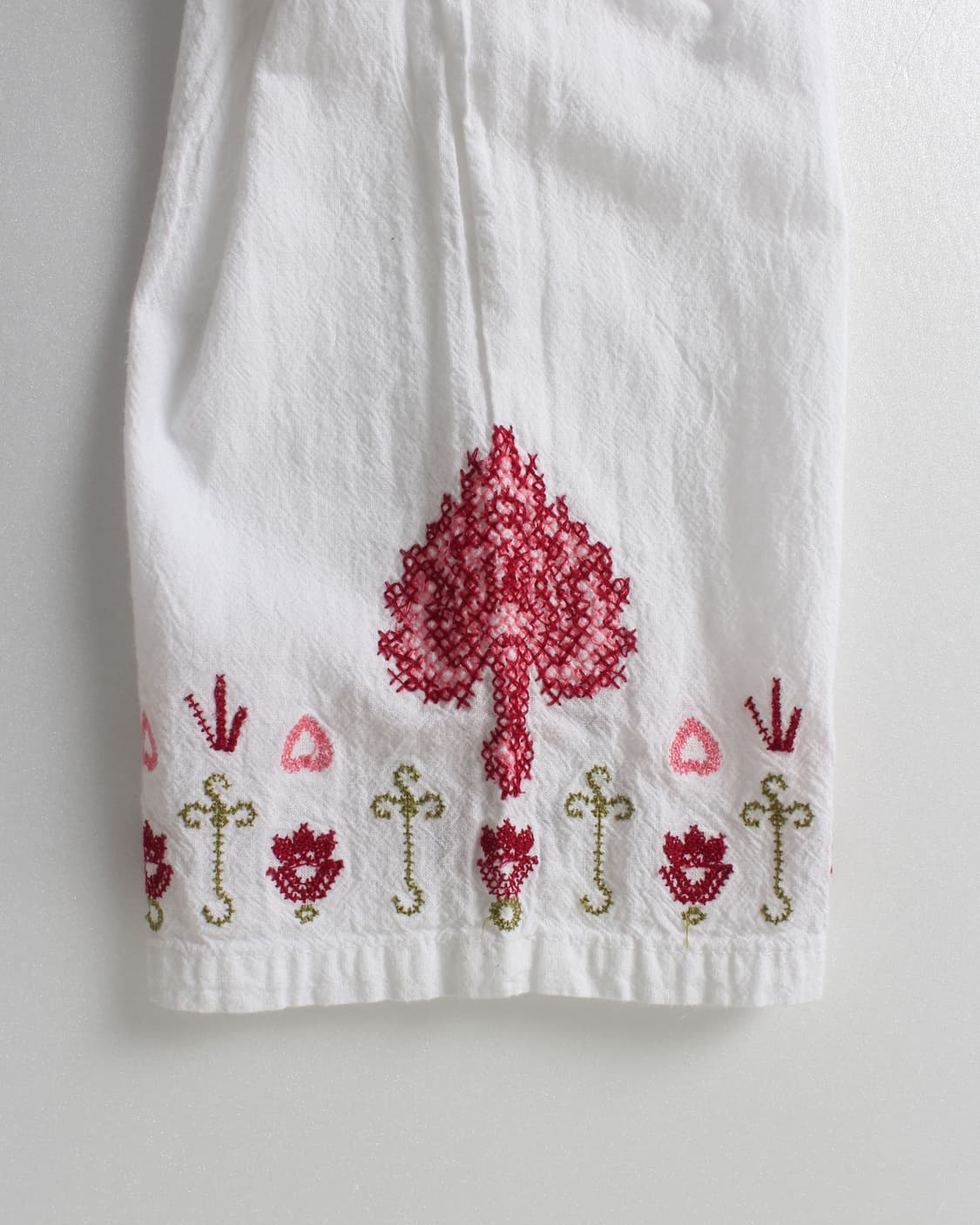 유럽 빈티지 플라워 십자수 자수 레이스 화이트 블라우스 상품이미지3