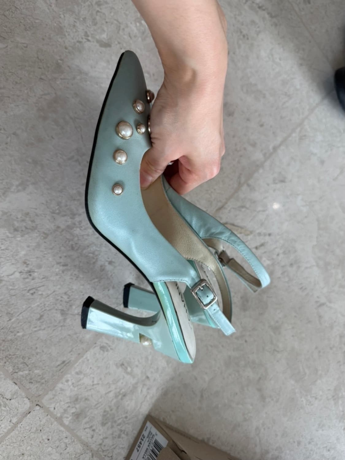 샤넬 빈티지 민트 진주 슬링백 37 상품이미지2