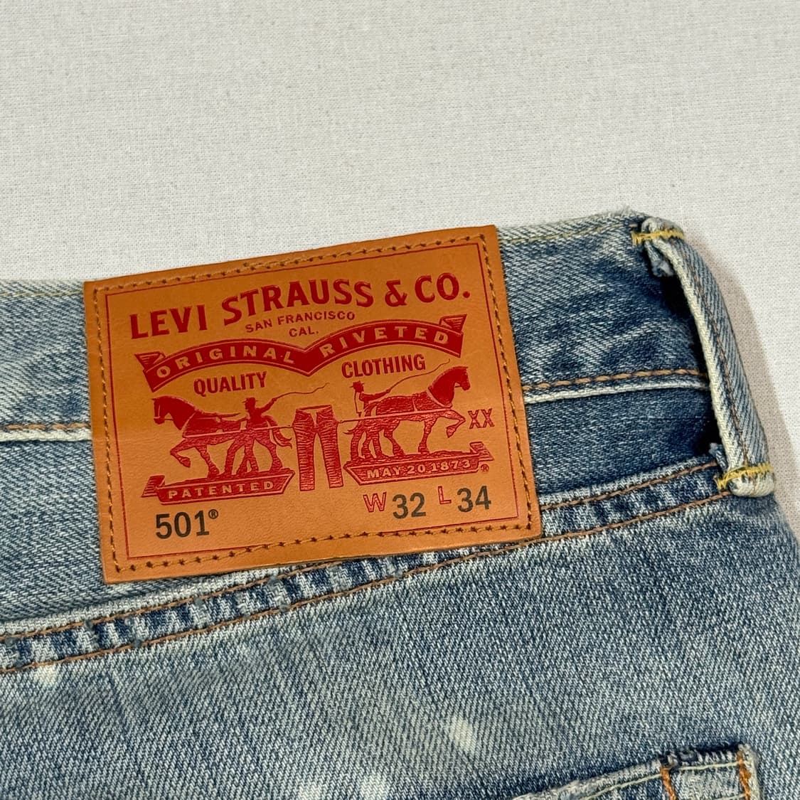 32inch) 리바이스 501 보로 데미지 워싱진 데님 청바지 상품이미지4