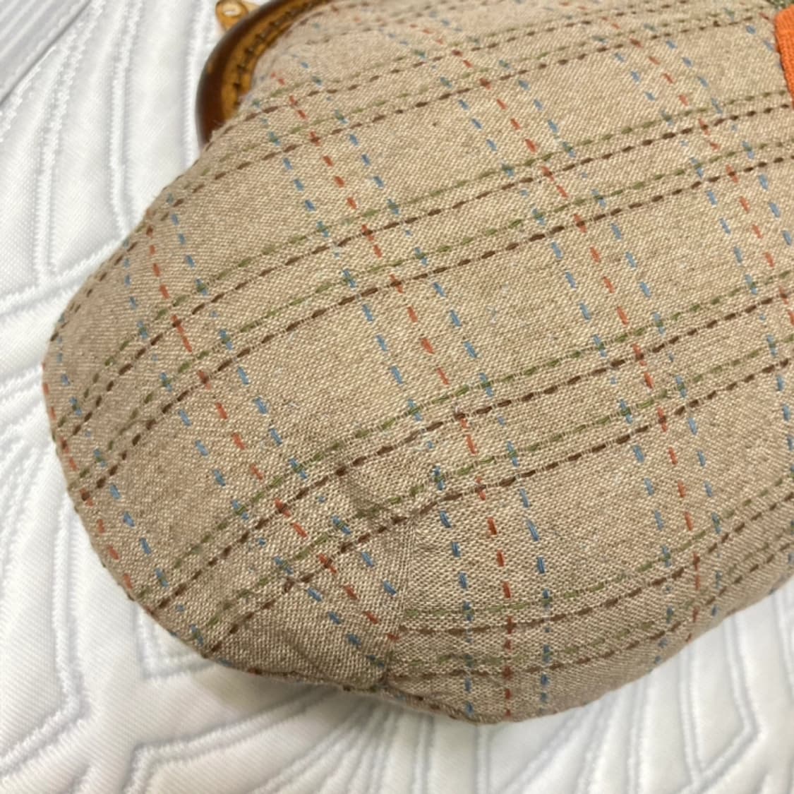 핸드메이드 당근 아플리케 고급 일제퀼트원단 미니 프레임백 파우치 퀼트백 상품이미지8