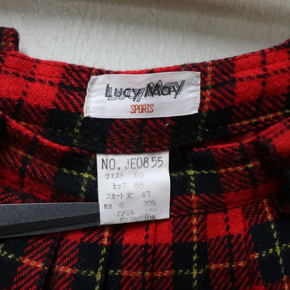 LUCY MAY 체크 플리츠 울 혼방 미디 스커트 61924 상품이미지3