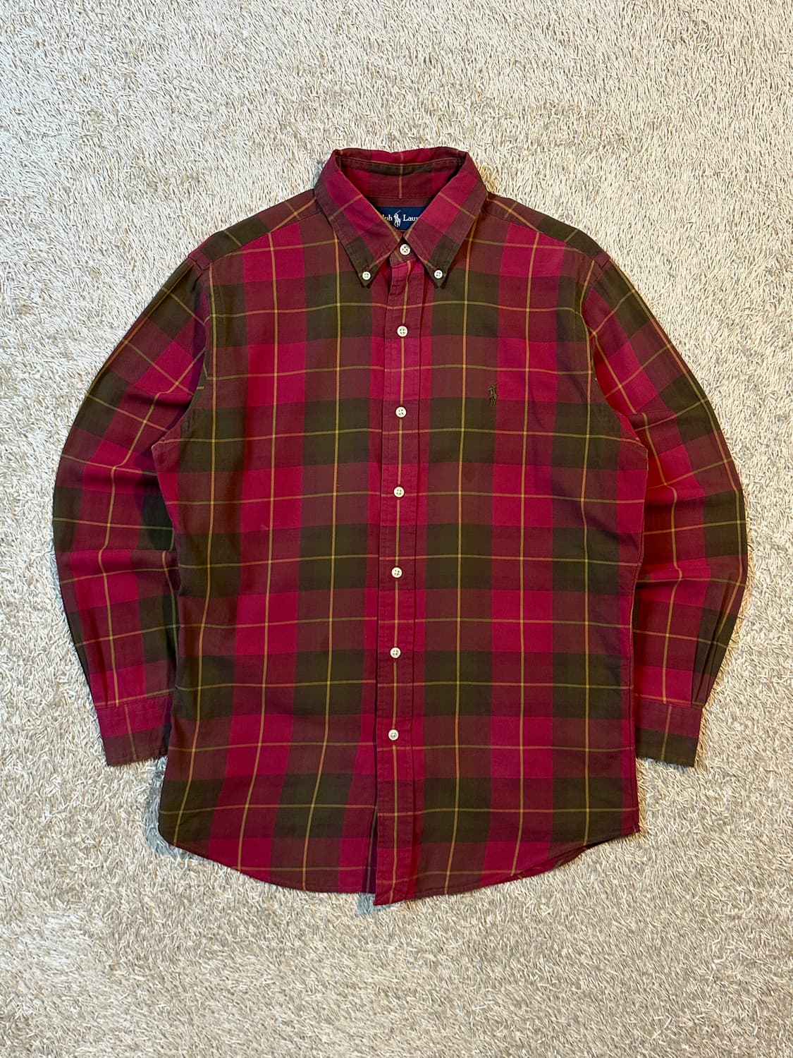 폴로 랄프로렌 커스텀핏 카키포니 코튼 체크셔츠 상품이미지1