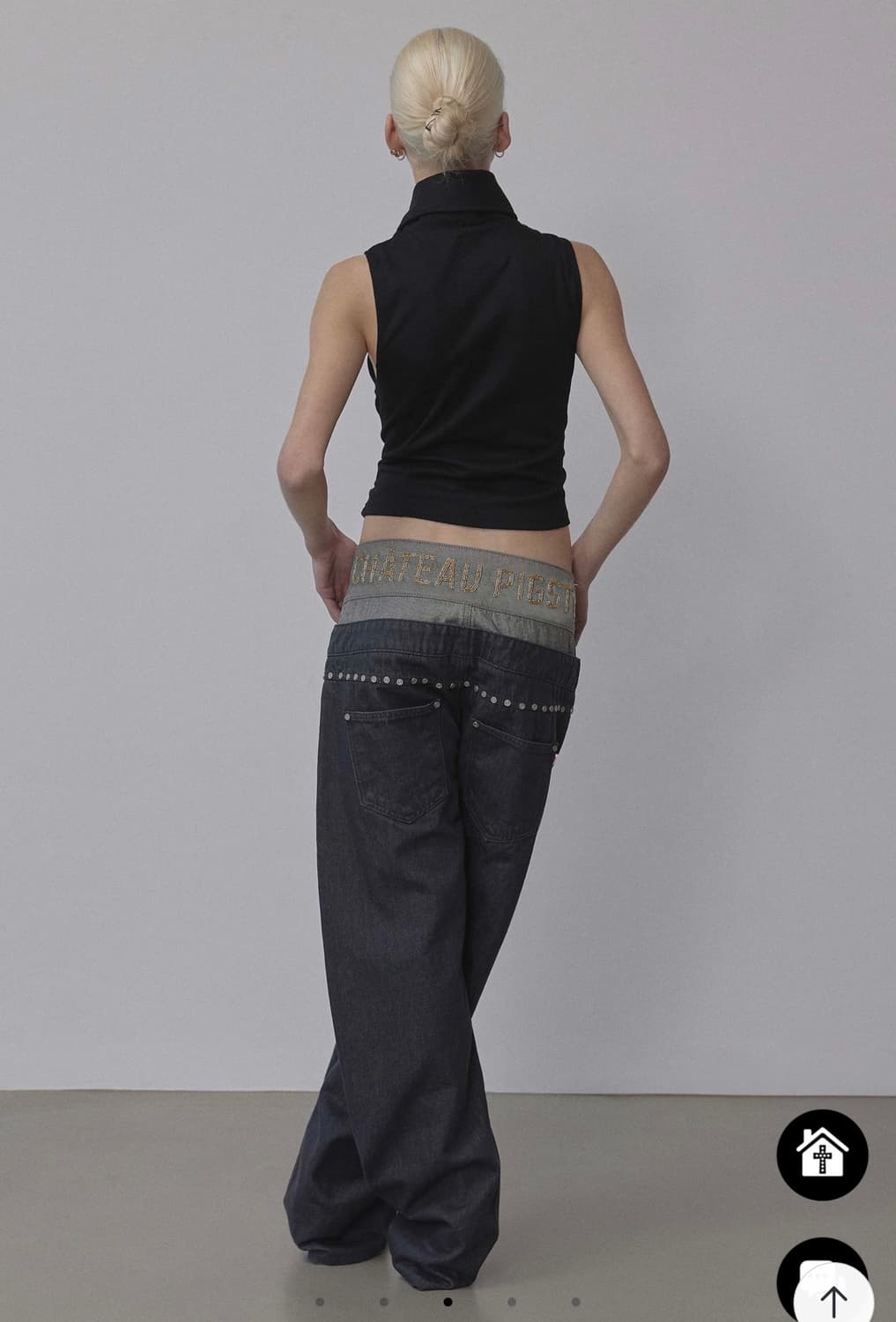 Beaded Layered Denim Pants Nonfade Gray 상품이미지2