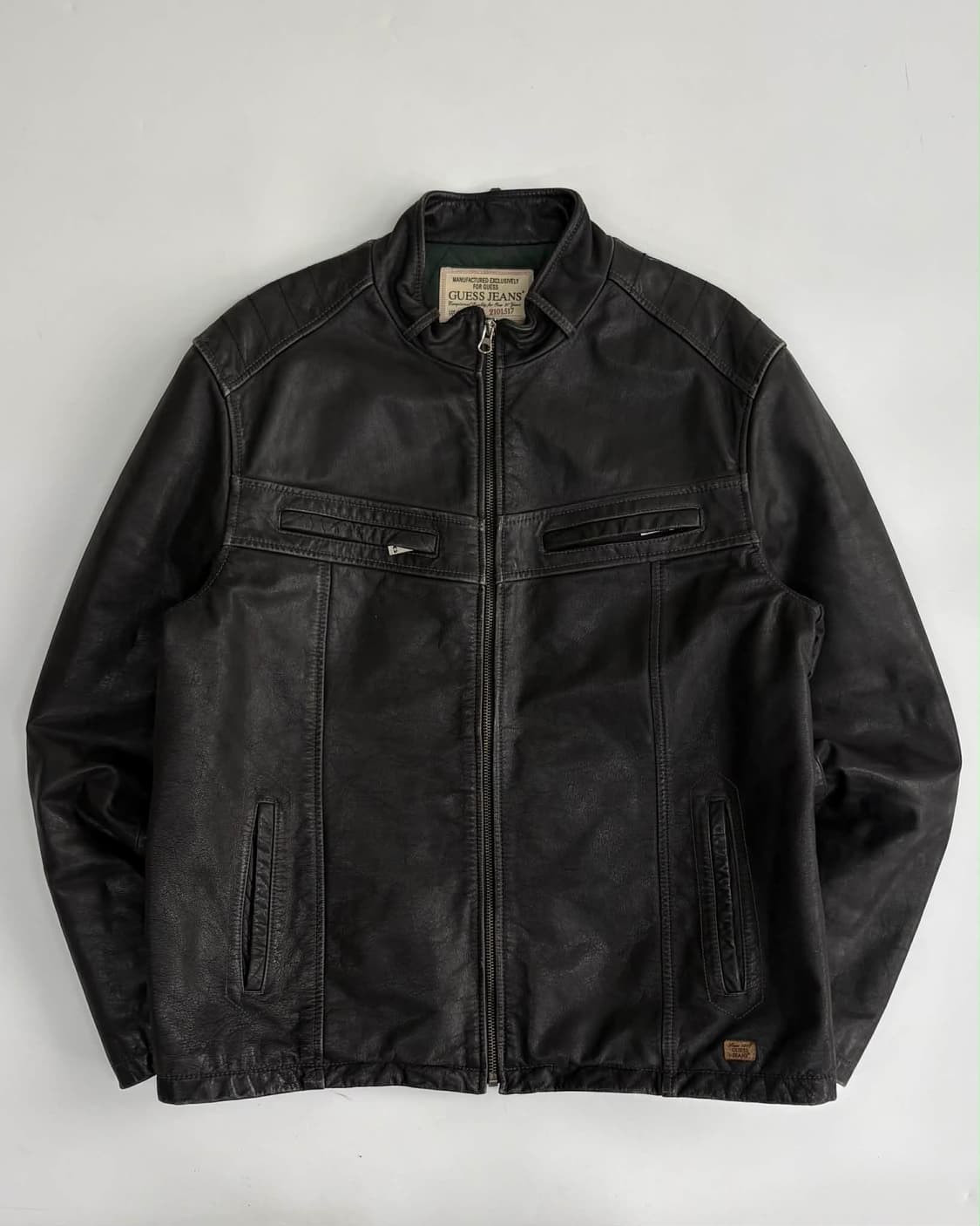 [100] 빈티지 게스 블랙 레더 집업 자켓 상품이미지1