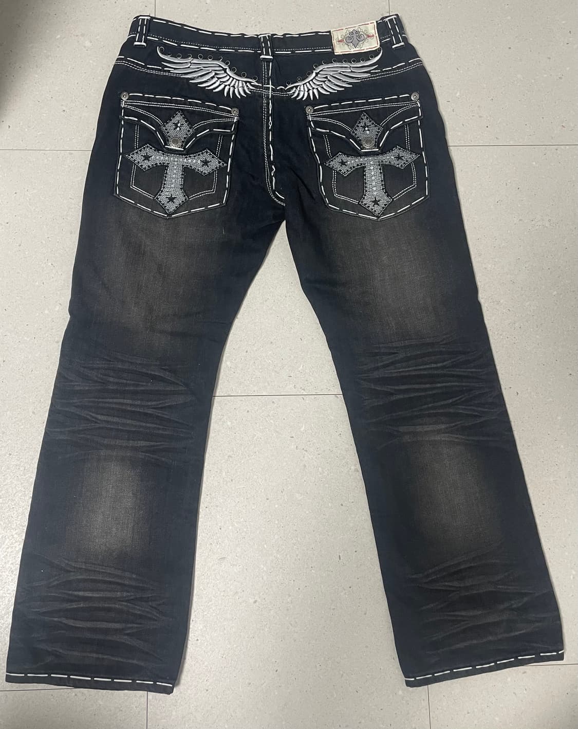 Y2k 빈티지 크로스 자수 스티치 데님 상품이미지1