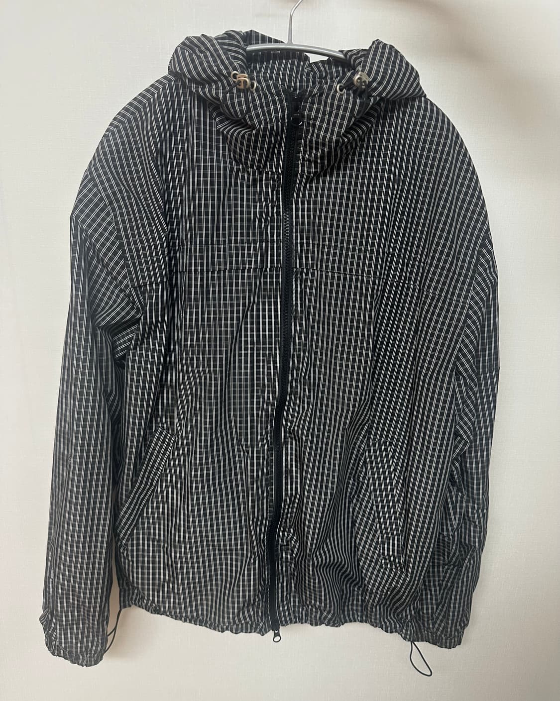 aeae 체크 후드 점퍼 바람막이 블랙 2size 상품이미지1