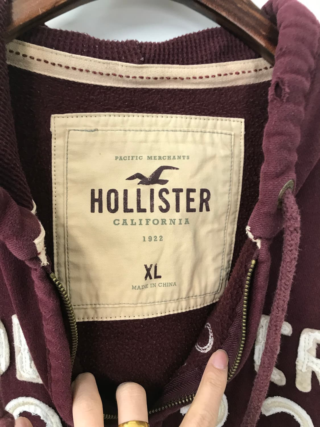 홀리스터 y2k 와투케 버건디 후드집업 상품이미지5