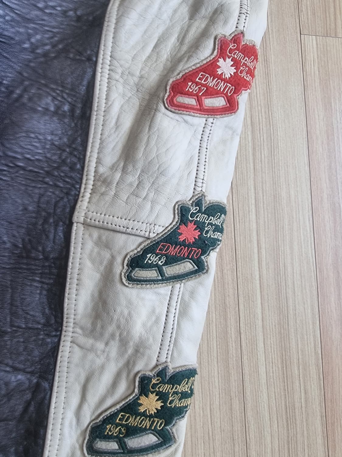 90~00s 아비렉스 와일드베어 레더 바시티 자켓 상품이미지5