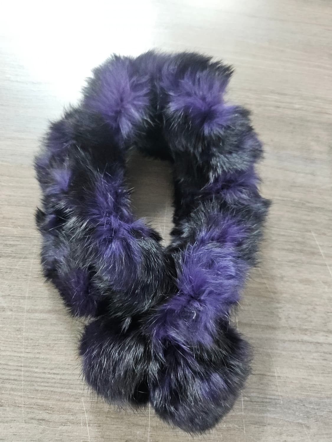 퍼플 블랙 토끼털 목도리 상품이미지1