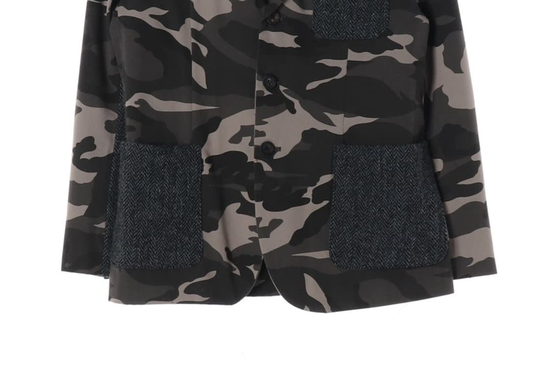 해리스 트위드 헤링본 패치워크 밀리터리 자켓 M 상품이미지5